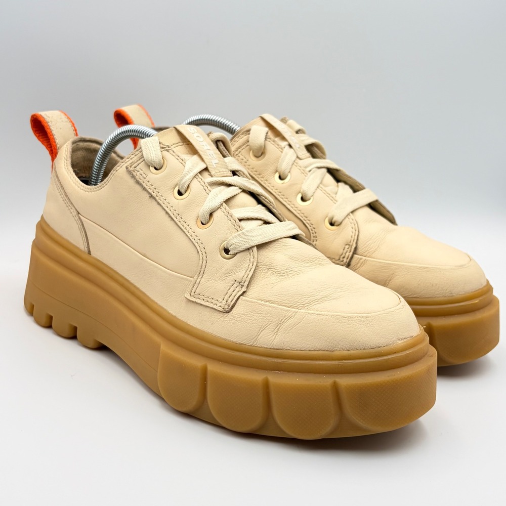 Sorel Caribou‎ X Womens 9 Waterproof Leather Platform Sneakers Cream Lug Sole - Picture 8 of 16